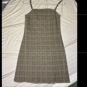 GARAGE TAN PLAID BODYCON MINI DRESS